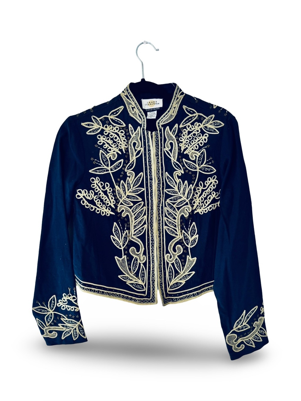 Embroidered Blue Jacket with Gold